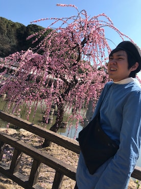 「AZUL by moussy（アズールバイマウジー）のアイテム（ハンチング/ベレー帽）」を使った、だーふくさん（メンズ・171cm）の春コーディネート