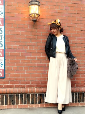 「BSTR」｜「アイテム（ライダースジャケット）」を使った、ゆめちんさん（レディース・160cm）の冬コーディネート