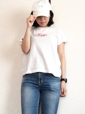 「AS KNOW AS PINKY（アズノゥアズピンキー）のアイテム（帽子）」を使った、ちぃさん（レディース・154cm）の夏コーディネート