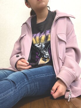 「ロックT」｜「アイテム（ブルゾン）」を使った、ちぃさん（レディース・154cm）の春コーディネート