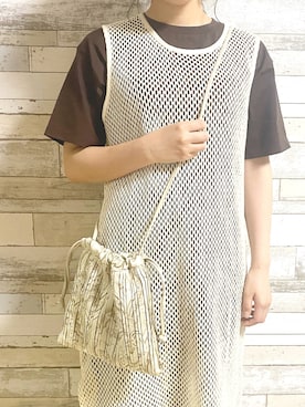 「プリーツバッグ」｜「アイテム（ワンピース/ドレス）」を使った、ちぃさん（レディース・154cm）の夏コーディネート