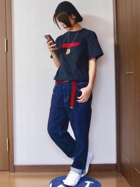 「アイテム（ハンチング/ベレー帽、ゴールド系）」を使った、きなこ。さん（レディース・158cm）の秋コーディネート