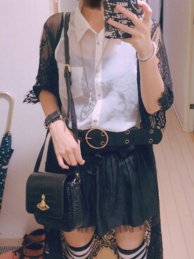 「Vivienne Westwood（ヴィヴィアンウエストウッド）のアイテム（バッグ、ブラック系）」を使った、Laylaさん（レディース・155cm）の秋コーディネート