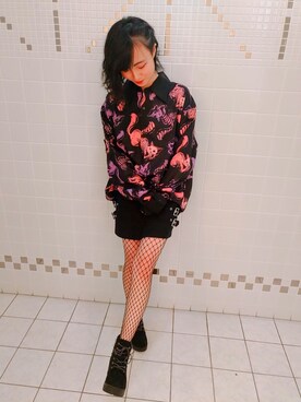 「ヘルキャットパンクスのアイテム（スカート、ブラック系）」を使った、Laylaさん（レディース・155cm）の冬コーディネート