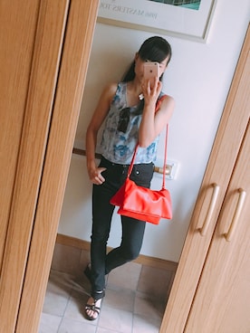 「WEGO（ウィゴー）のWEGO/ウェリントンタイプサングラス（サングラス）」を使った、Nanamiさん（レディース・157cm）の夏コーディネート
