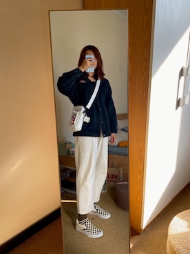「日系极简」｜「アイテム（スリッポン）」を使った、阿肖肖さん（レディース・168cm）の秋コーディネート
