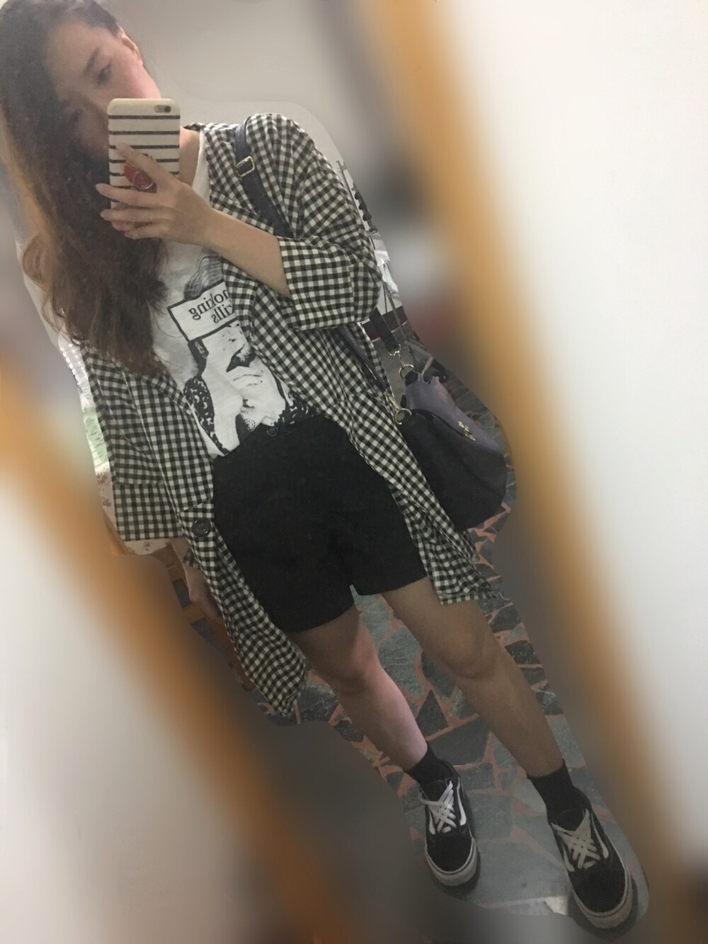 「格子外套、西裝短褲」｜「BAIのアイテム（ピーコート、シルバー系）」を使った、c.s.y.さん（レディース・154cm）の夏コーディネートの1枚目の写真