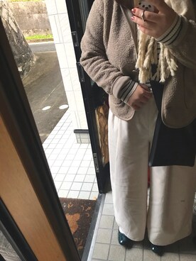 「Samansa Mos2（サマンサ モスモス）のアイテム（パンツ、ホワイト系）」を使った、mさん（レディース・155cm）の冬コーディネート