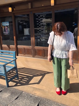 「kutir（クティール）のレースベスト（ベスト、ホワイト系）」を使った、mさん（レディース・155cm）の夏コーディネート