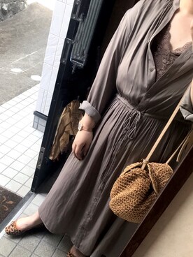 「UNIQLO（ユニクロ）のアイテム（ワンピース/ドレス、ブラウン系）」を使った、mさん（レディース・155cm）の夏コーディネート