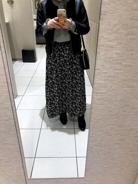 「しまむら（シマムラ）のアイテム（ワンピース/ドレス、ブラック系）」を使った、mさん（レディース・155cm）の冬コーディネート