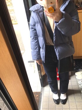「UNIQLO（ユニクロ）のアイテム（ジャケット/アウター、ブルー系）」を使った、mさん（レディース・155cm）の冬コーディネート