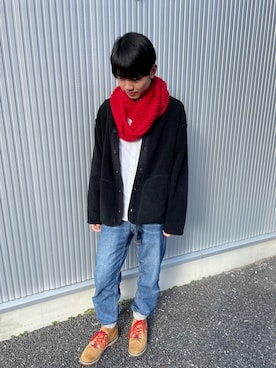 「ROKX（ロックス）のアイテム（パンツ）」を使った、tetsuさん（メンズ・180cm）の冬コーディネート
