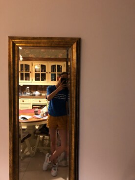 「アイテム（カーゴパンツ、イエロー系）」を使った、爱C罗的小公举さん（レディース・165cm）の夏コーディネート