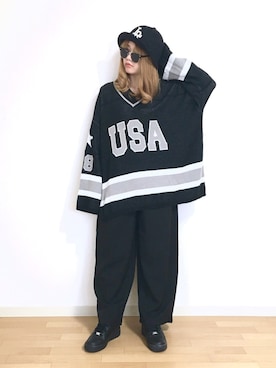 「LABRAT（ラブラット）のアイテム（帽子）」を使った、𝐩𝐨𝐧𝐢さん（レディース・157cm）の冬コーディネート