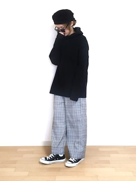 「グレンチェック」｜「アイテム（キャスケット）」を使った、𝐩𝐨𝐧𝐢さん（レディース・157cm）の春コーディネート
