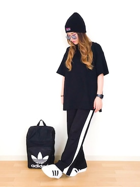 「FLAGSTUFF（フラグスタフ）のアイテム（帽子）」を使った、𝐩𝐨𝐧𝐢さん（レディース・156cm）の秋コーディネート