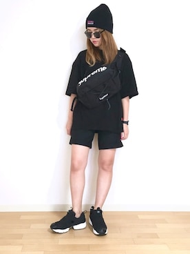 「FLAGSTUFF（フラグスタフ）のアイテム（帽子）」を使った、𝐩𝐨𝐧𝐢さん（レディース・157cm）の秋コーディネート