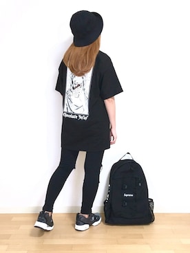 「LABRAT（ラブラット）のアイテム（帽子）」を使った、𝐩𝐨𝐧𝐢さん（レディース・157cm）の秋コーディネート