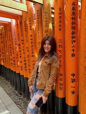 デニムジャケット オレンジ系 を使ったレディース人気ファッションコーディネート Wear