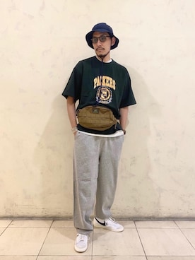 「MONKEY TIME（モンキータイム）のアイテム（スウェットパンツ）」を使った、スタッフ　川村さん（メンズ・182cm）の春コーディネート