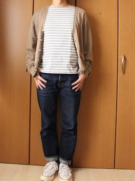 「JOHN SMEDLEY（ジョンスメドレー）のアイテム（カーディガン/ボレロ）」を使った、haru@フォロバ100%さん（メンズ・165cm）の春コーディネート