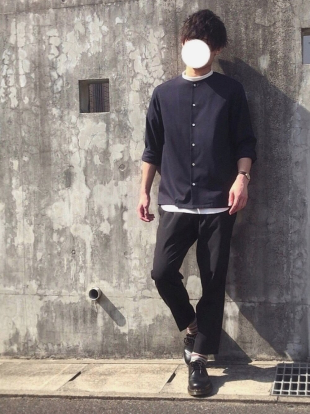 DAISUKE.さんの「ノーカラーロングスリーブシャツ（UNITED TOKYO）」を使ったコーディネートの1枚目の写真