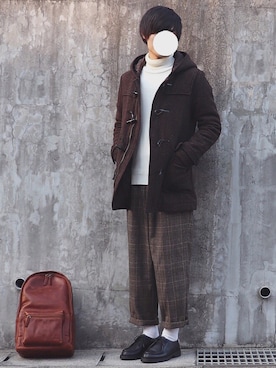 「STUDIOUS（ステュディオス）のアイテム（ダウンジャケット/コート）」を使った、DAISUKE.さん（メンズ・177cm）の冬コーディネート