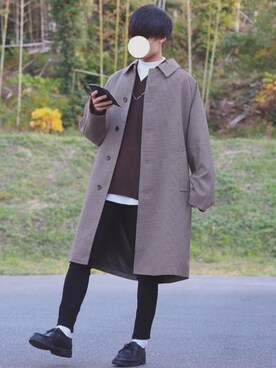 「アイテム（ステンカラーコート）」を使った、DAISUKE.さん（メンズ・177cm・20代）の秋コーディネート