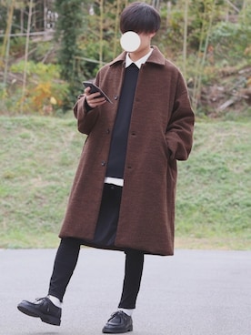「アイテム（ステンカラーコート）」を使った、DAISUKE.さん（メンズ・177cm・20代）の秋コーディネート