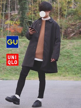 「アイテム（ステンカラーコート）」を使った、DAISUKE.さん（メンズ・177cm・20代）の冬コーディネート