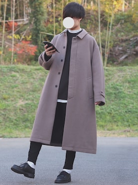 「アイテム（ステンカラーコート）」を使った、DAISUKE.さん（メンズ・177cm・20代）の冬コーディネート