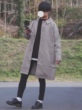 「アイテム（ステンカラーコート）」を使った、DAISUKE.さん（メンズ・177cm・20代）の冬コーディネート