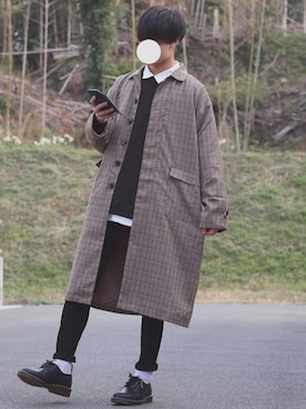 「アイテム（ステンカラーコート）」を使った、DAISUKE.さん（メンズ・177cm・20代）の春コーディネート