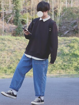 「niko and...（ニコアンド）のペインターデニムパンツ（デニムパンツ）」を使った、DAISUKE.さん（メンズ・177cm）の春コーディネート