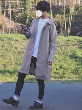 「アイテム（ステンカラーコート）」を使った、DAISUKE.さん（メンズ・177cm・20代）の春コーディネート