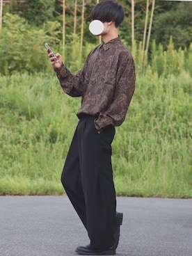 「INTER FACTORY（インターファクトリー）のファッションインフルエンサー じーの × INTER FACTORY　2wayワイドパンツ（その他パンツ）」を使った、DAISUKE.さん（メンズ・177cm）の秋コーディネート