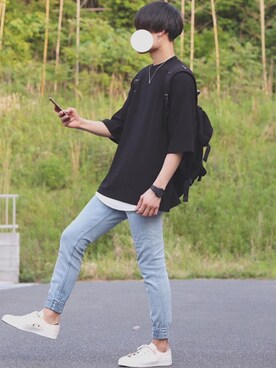 「YOUNG&OLSEN The DRYGOODS STORE（ヤングアンドオルセン）のアイテム（スニーカー）」を使った、DAISUKE.さん（メンズ・177cm）の春コーディネート