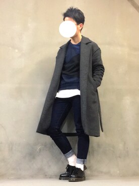 「Dr. Martens（ドクターマーチン）のDr.Martens (ドクターマーチン)/1461 3EYE GIBSON SHOES（その他シューズ）」を使った、こーめいさん（メンズ・167cm）の冬コーディネート