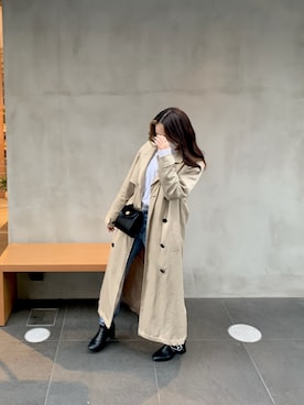 「EMODA（エモダ）のアイテム（トレンチコート）」を使った、リリカさん（レディース・156cm）の春コーディネート