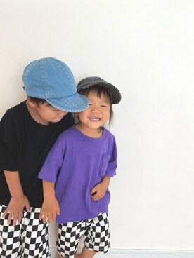 「お揃いコーデ」｜「アイテム（キャップ）」を使った、8-sukeさん（キッズ・130cm）の夏コーディネート