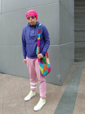 「アイテム（ジャージ）」を使った、Panda Ngさん（メンズ・179cm・30代）の冬コーディネート