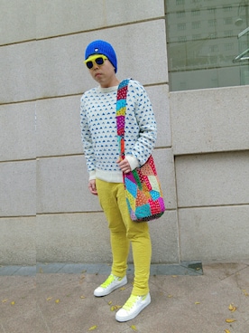 「BERNHARD WILLHELM（ベルンハルトウィルヘルム）のアイテム」を使った、Panda Ngさん（メンズ・179cm）の冬コーディネート