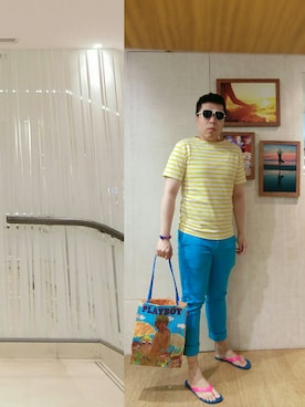 「SCOTCH & SODA（スコッチ アンド ソーダ）のアイテム（チノパンツ）」を使った、Panda Ngさん（メンズ・179cm）の夏コーディネート
