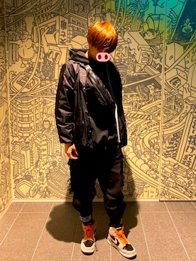 「CDG（シーディージー）のアイテム（ブルゾン）」を使った、HYTさん（メンズ・174cm）の冬コーディネート