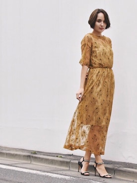 「kaene（カエン）のアイテム（ワンピース）」を使った、kaeneSTAFFさん（レディース・155cm）の春コーディネート