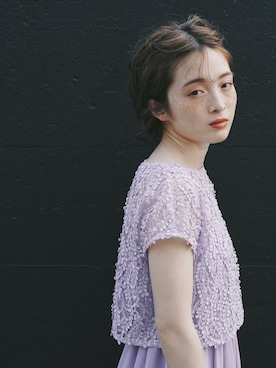 ドレス パープル系 を使った人気ファッションコーディネート 髪型 ロングヘアー Wear