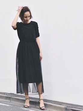 「kaene（カエン）のアイテム（ワンピース）」を使った、kaeneSTAFFさん（レディース・155cm）の夏コーディネート