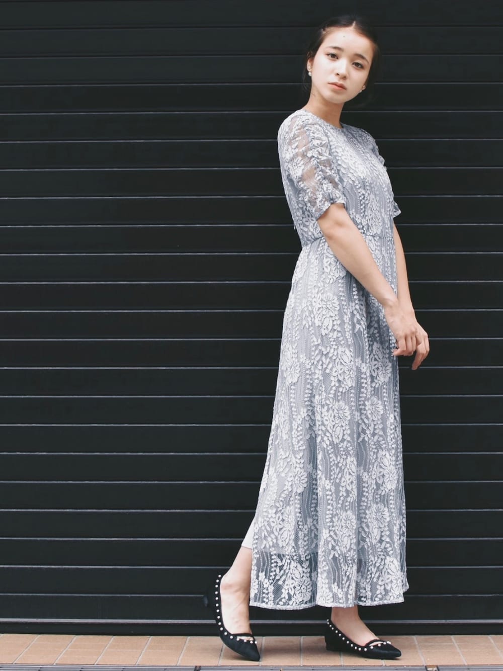 配色レースエプロンワンピース【結婚式 二次会 同窓会 謝恩会 お呼ばれ