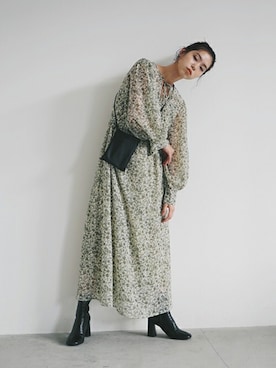 「kaene（カエン）のアイテム（ワンピース）」を使った、kaeneSTAFFさん（レディース・166cm）の冬コーディネート